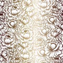 seamless pattern with drawings of peonies