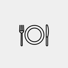 thin line cutlery and dish icon vector.