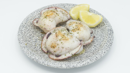cuttlefish with lemon Isolated