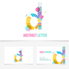 Creative abstract Letter d design vector template on The Business Card Template. Abstract Colorful Alphabet .Friendly funny ABC Typeface. Type Characters.EPS10