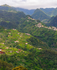View of mountains on the route Vereda da Penha de Aguia, Madeira Island, Portugal, Europe.