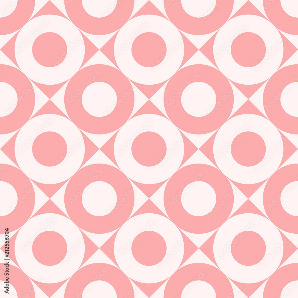 Poster Backgrounds pattern seamless geometric sweet pink round and square abstract vector design. Pastel color background.