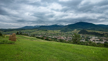 Fototapeta na wymiar Mountain range clouds panoramic landscape.
