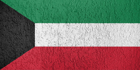 Texture of Kuwait flag  on the wall of  relief  plaster.
