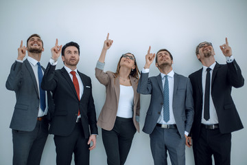group of business people showing their fingers up.
