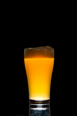 craft beer glass on black background