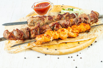 Grilled meat kebab mix