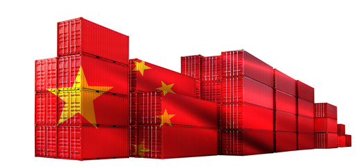 Red Shipping Cargo ship business Container import and export company for Logistics and Transportation on White Background. Smart Industry concept.