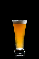 craft beer glass on black background