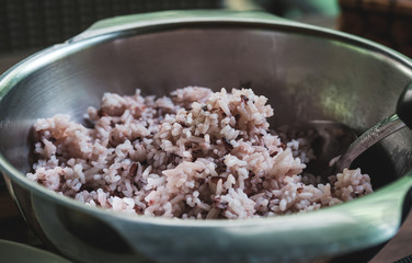 The rice berry  in the bowl with softlight
