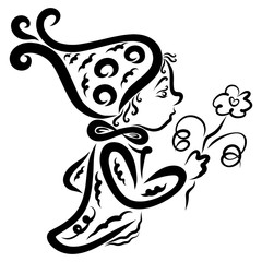 A cute little elf or a dwarf with a flower