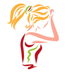 Sad young woman, or woman with a headache