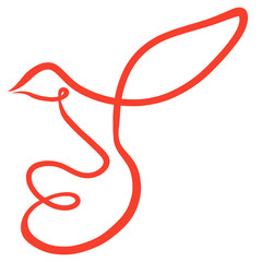 Fototapeta na wymiar A flying bird, drawn by one winding line, the logo