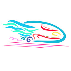 Obraz premium Winged high-speed train or car, speed without borders