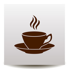 Coffee cup with saucer and flavor vector icon