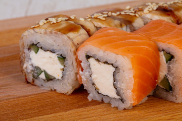 Philadelphia roll with salmon, eel