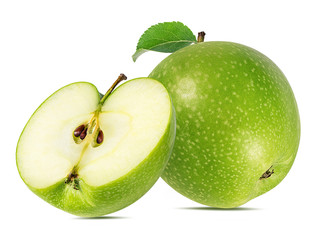 Fresh green apple isolated on white background with clipping path