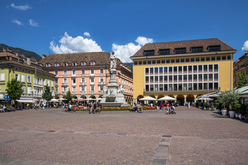 Bolzano city square, Italy - obrazy, fototapety, plakaty