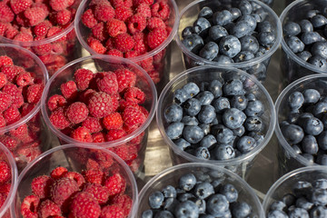 fresh raspberry and blueberry abstract fruit colorful pattern texture background