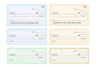 Check template bank. Blank check icon vector