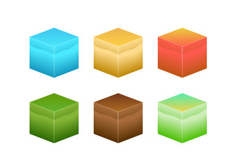 Isometric 3D cube textures vector set for computer games