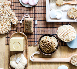genuine olive oil solid soap and loofah for traditional beauty