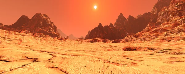 Selbstklebende Fototapeten 3D-Rendering Planet Mars Landschaft © photosvac