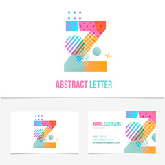 Creative abstract Letter z design vector template on The Business Card Template. Abstract Colorful Alphabet .Friendly funny ABC Typeface. Type Characters.EPS10