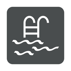 Icono plano escalera de piscina en cuadrado gris