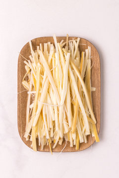 Healthy Snack. Smoked string cheese. Kobarcik. Selective focus