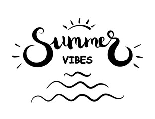 Summer text. Brush calligraphy. Vector illustration