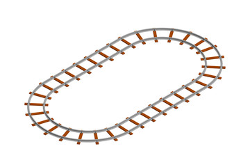 Railway track frame. Isolated on white background. 3d Vector illustration.