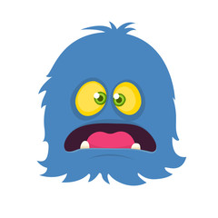 Happy cartoon furry monster. Vector Halloween illustration. Big set of cartoon monsters
