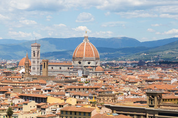 Fototapeta na wymiar Panorama of Florence - view from Michelangelo square.