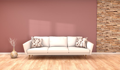 minimalistic living room scene - 3D rendering