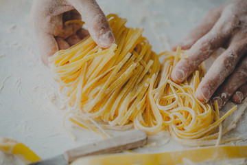 Chef making traditional italian homemade pasta