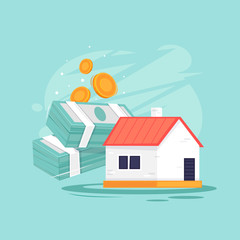 Buying a property. Flat design vector illustration.