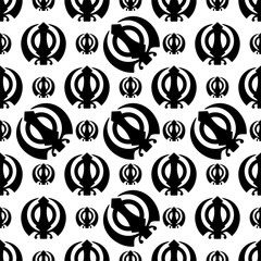 Khanda Icon, The Holy Motif Seamless Pattern