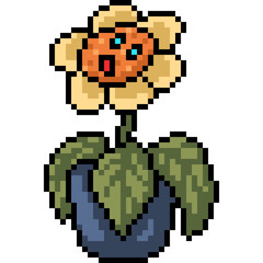 Fototapeta premium vector pixel art flower character