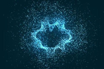 Glowing particles background, abstract digital dark illustration