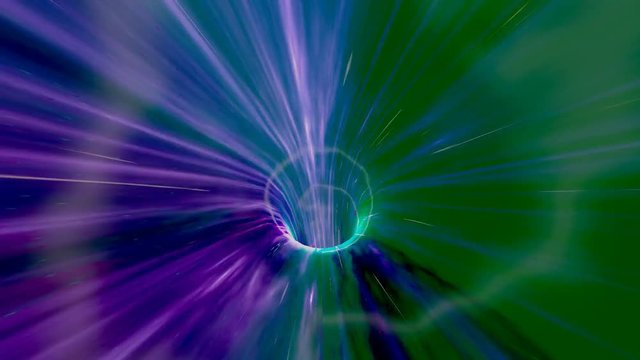 High Speed Flight Through a Green Wormhole in Outer Space - science fiction video