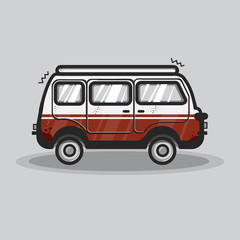 Van on gray background illustration