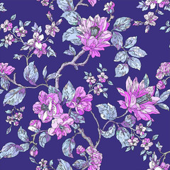 Seamless pattern with flowers orchids