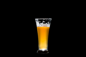 craft beer glass on black background