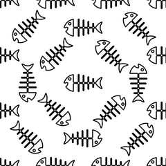 Obraz premium Fish Bone Icon Seamless Pattern