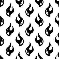 Flame Icon Seamless Pattern, Fire Flame