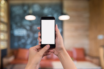 Cropped shot view of woman's hands holding smart phone