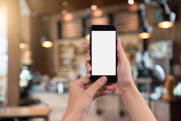 Cropped shot view of woman's hands holding smart phone