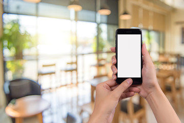 Cropped shot view of woman's hands holding smart phone