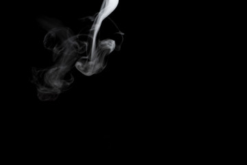 White smoke isolated on black background.